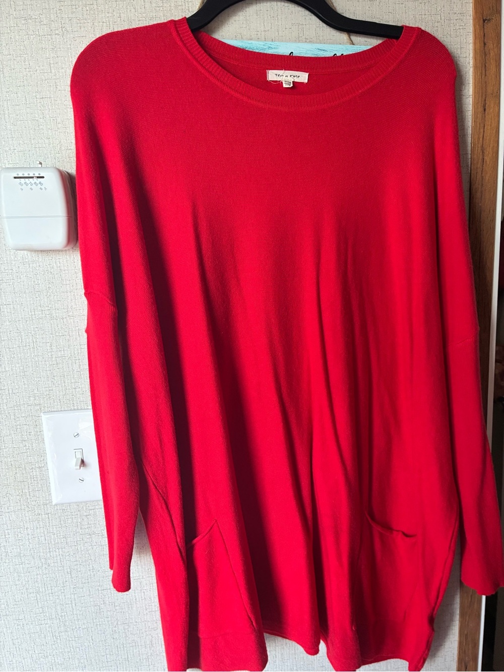 tea n rose Red Crewneck Oversized Sweater